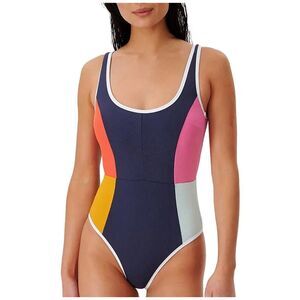 Women's Rip Curl Heat Weave Color Block One Piece Low Back Swimsuit Scoop Neck